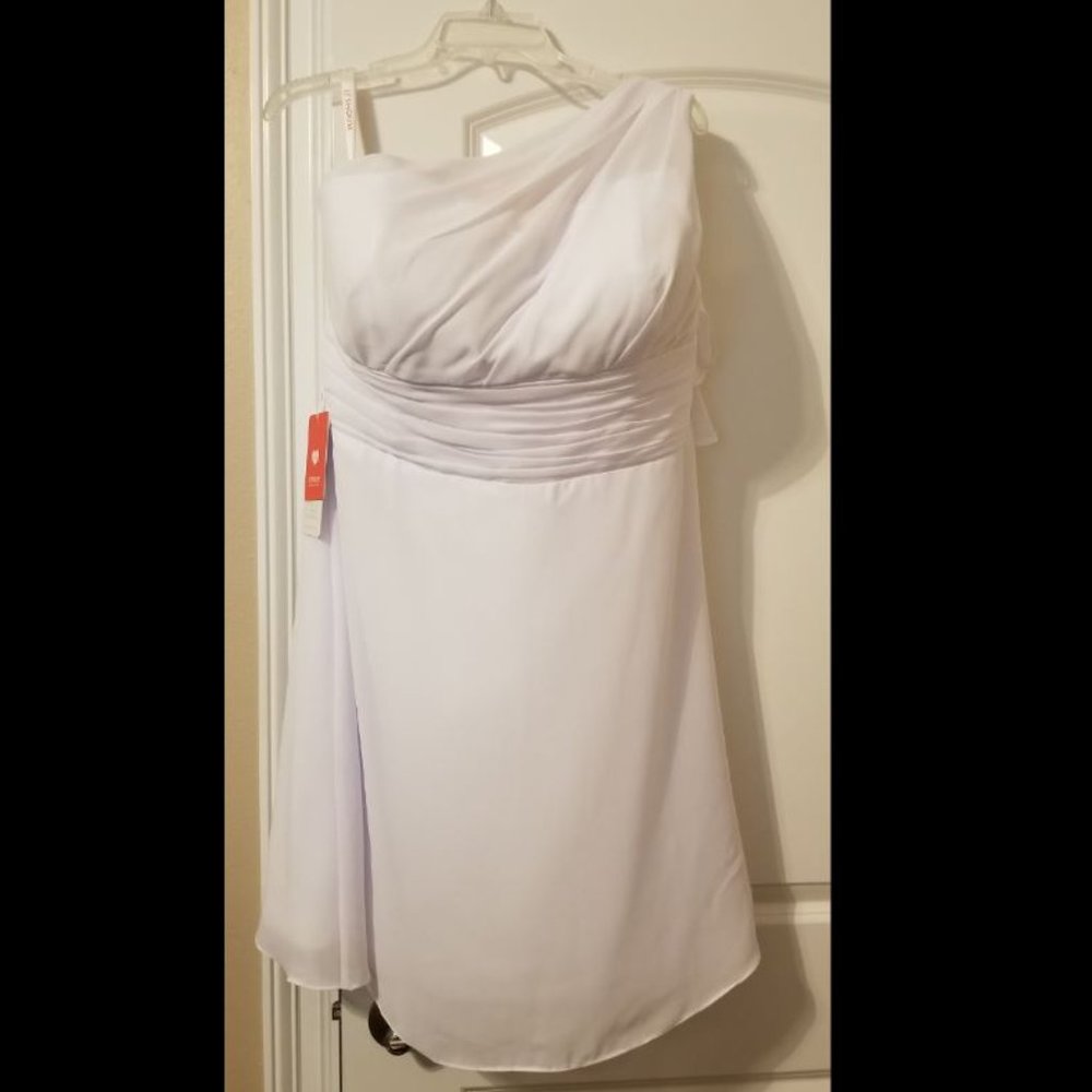 One-Shoulder Knee-Length Chiffon Dress